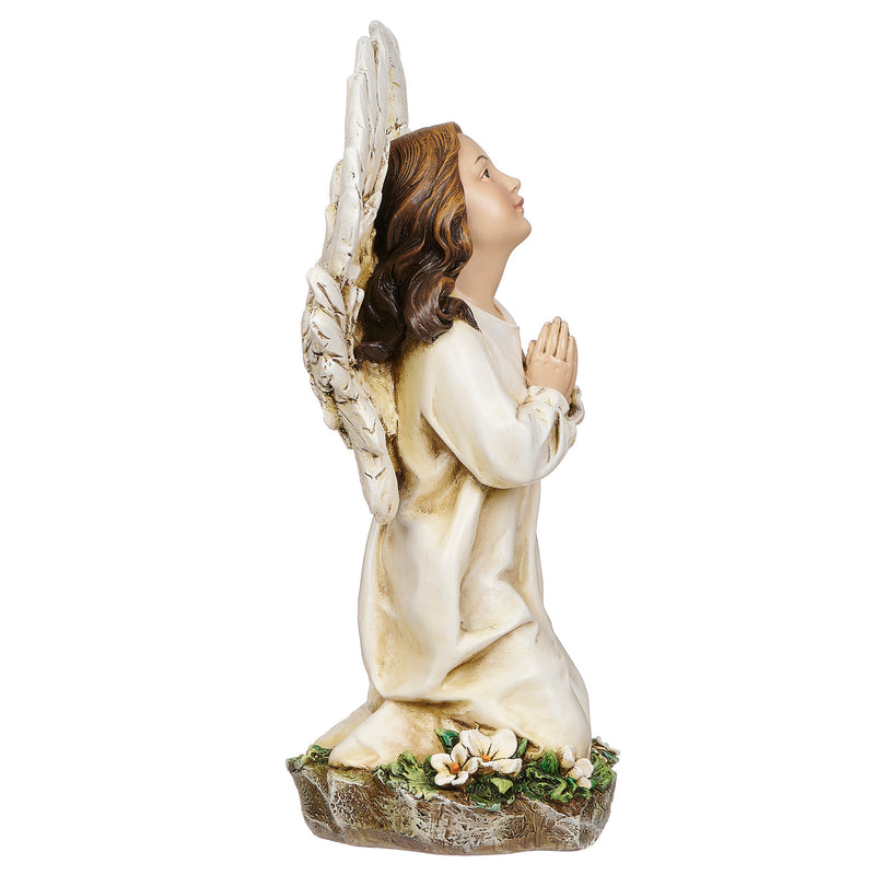 Kneeling Angel Garden Statue Colored 15.75"H