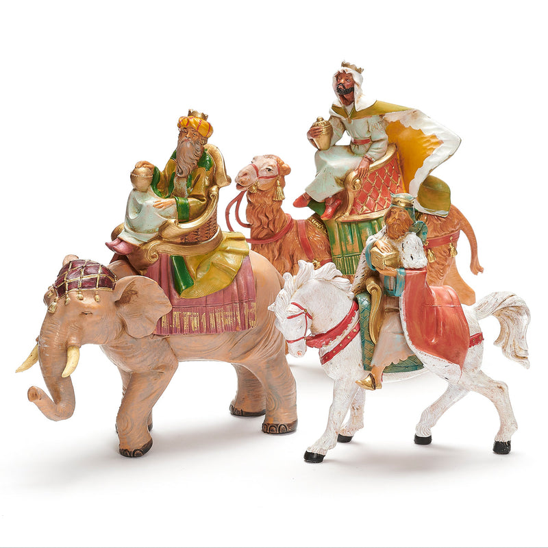 Fontanini Three Kings on Horse, Camel, and Elephant Nativity Figure 5" Scale