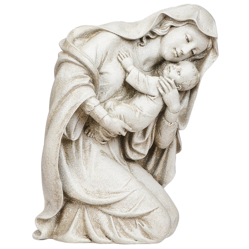 Kneeling Madonna and Child Garden Statue 13.5"H