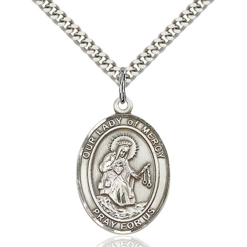 Our Lady of Mercy Necklace Sterling Silver 24"