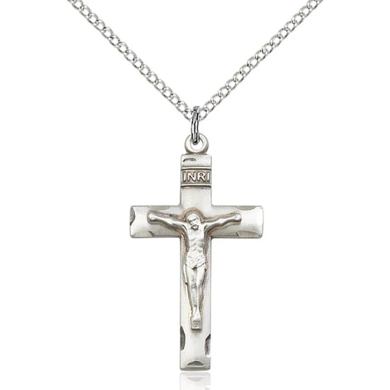 Crucifix Necklace Sterling Silver 18"