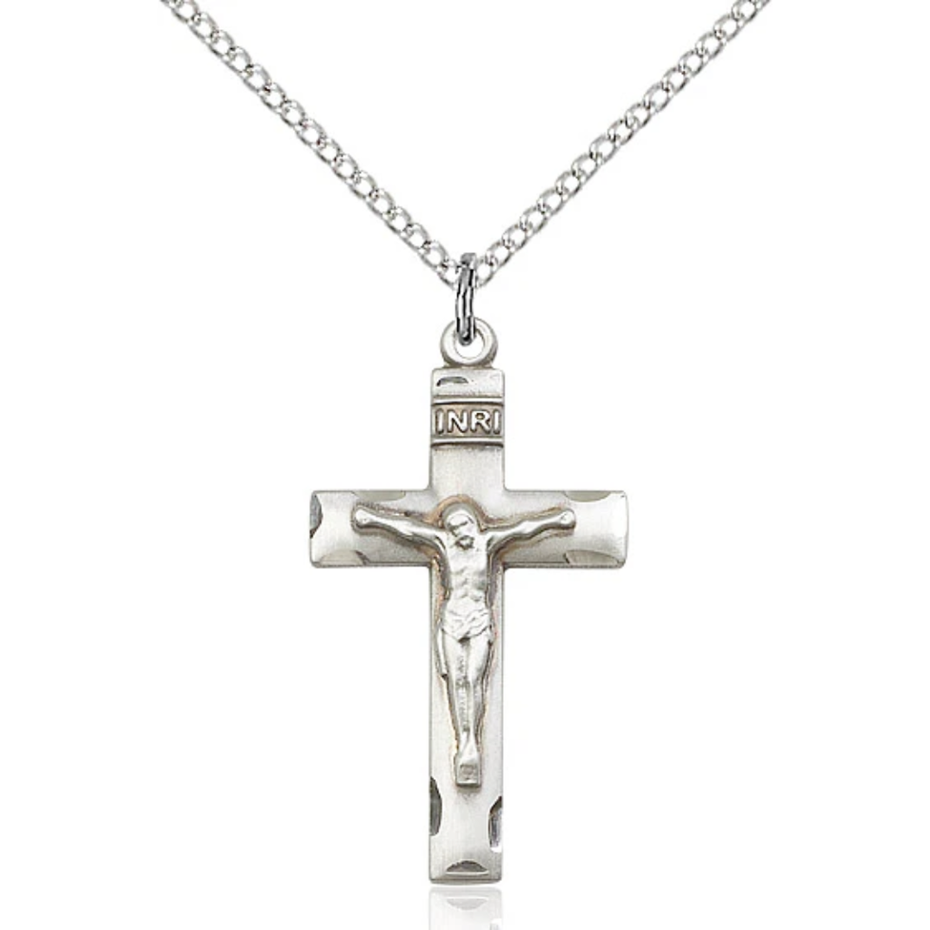 Crucifix Necklace Sterling Silver 18"