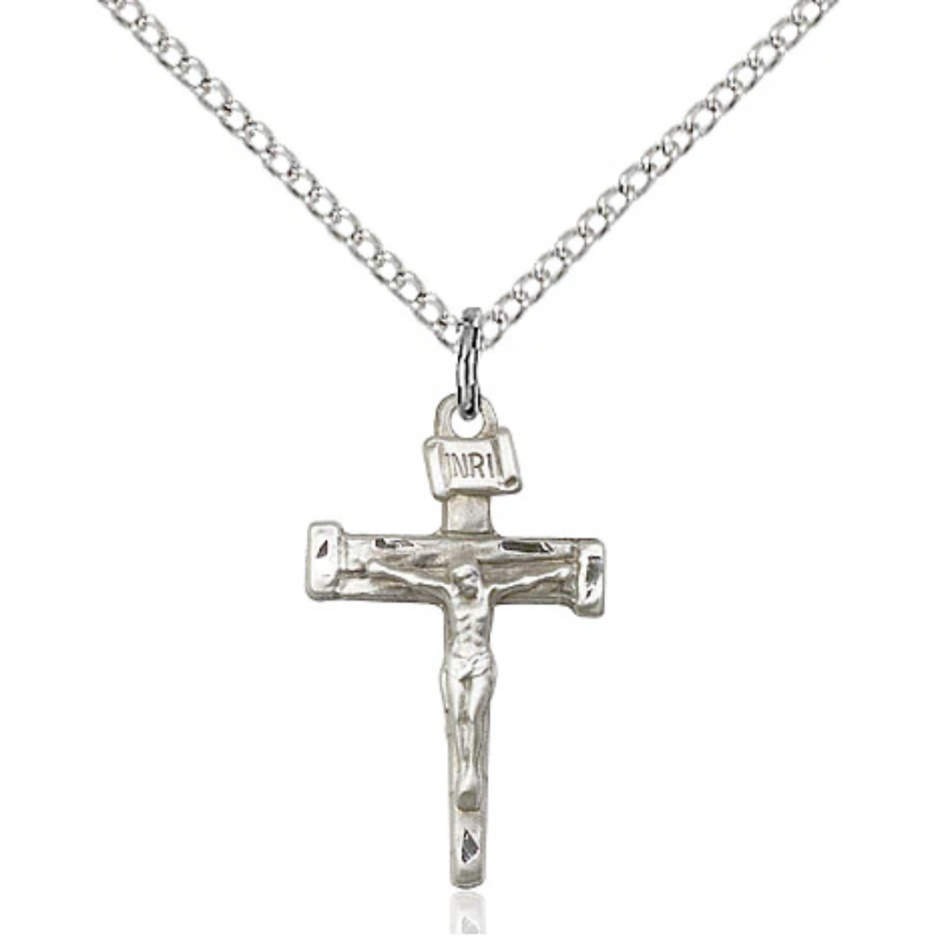 Nail Crucifix Necklace Sterling Silver 18"