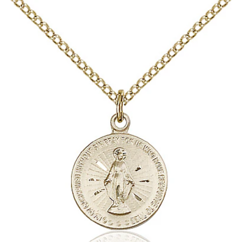 Miraculous Medal Necklace Gold Filled 18"