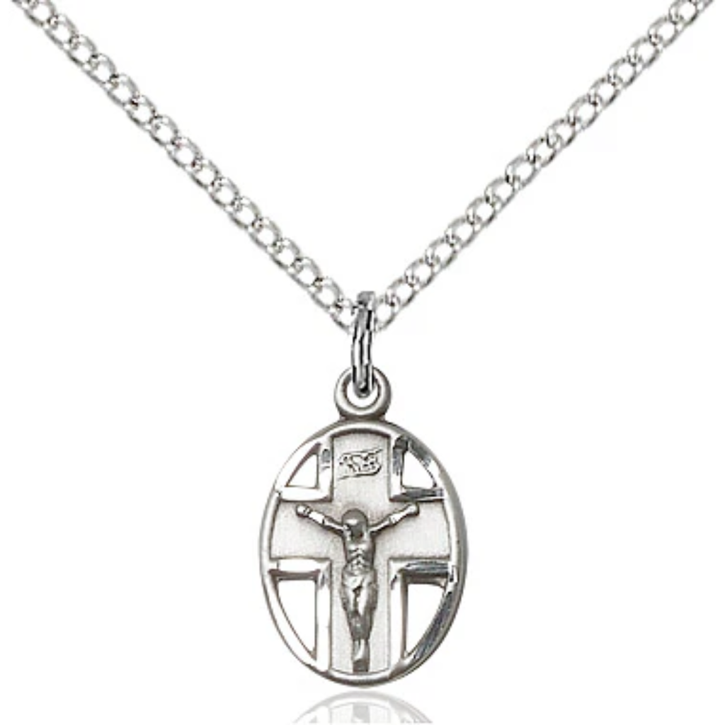 Crucifix Pendant Necklace Sterling Silver 18"