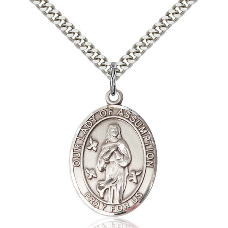 Our Lady of the Assumption Necklace Sterling Silver 24"