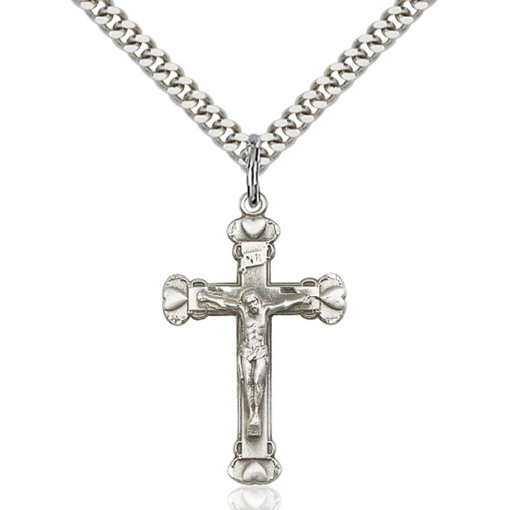 Crucifix Necklace Sterling Silver 24"