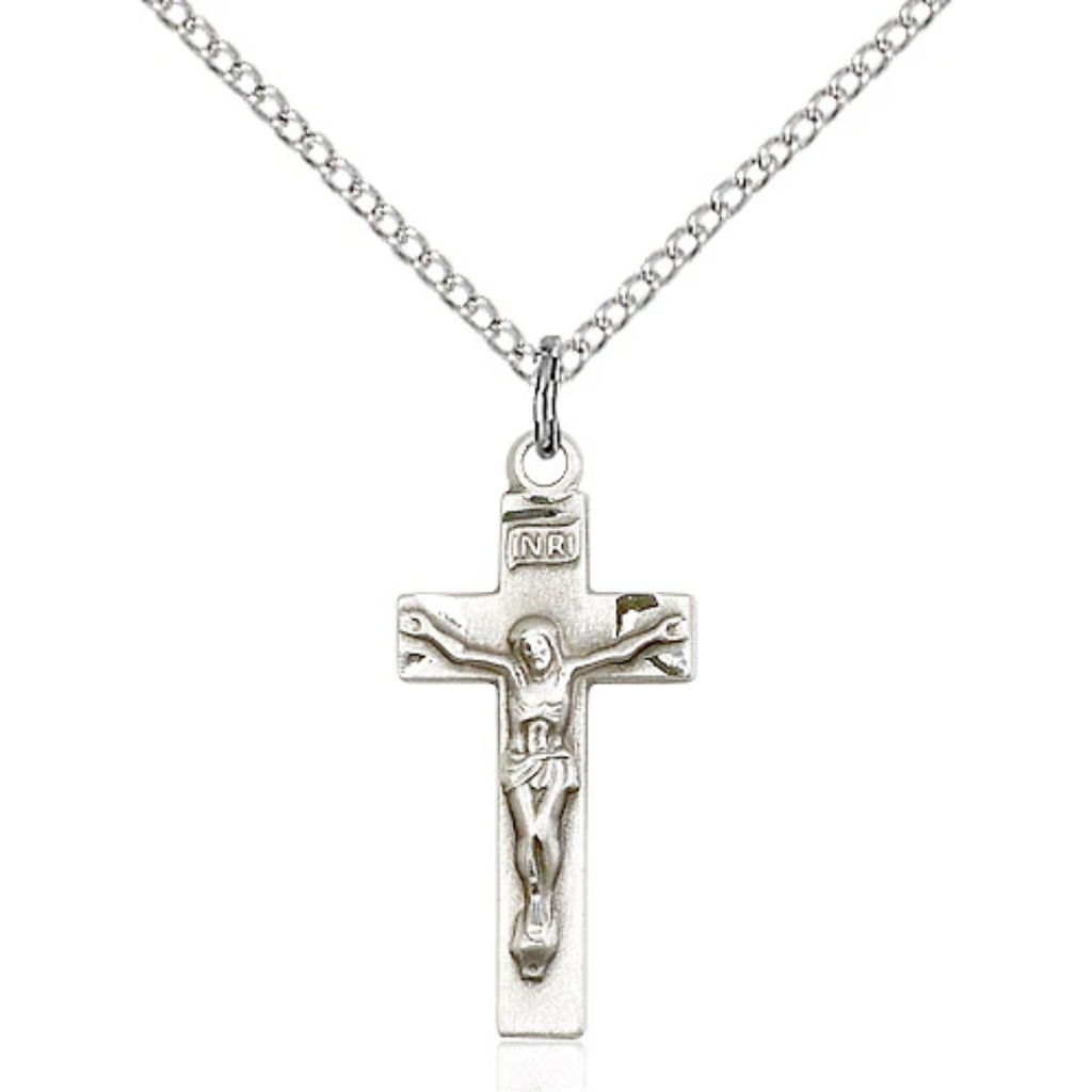 Crucifix Necklace Sterling Silver 18"