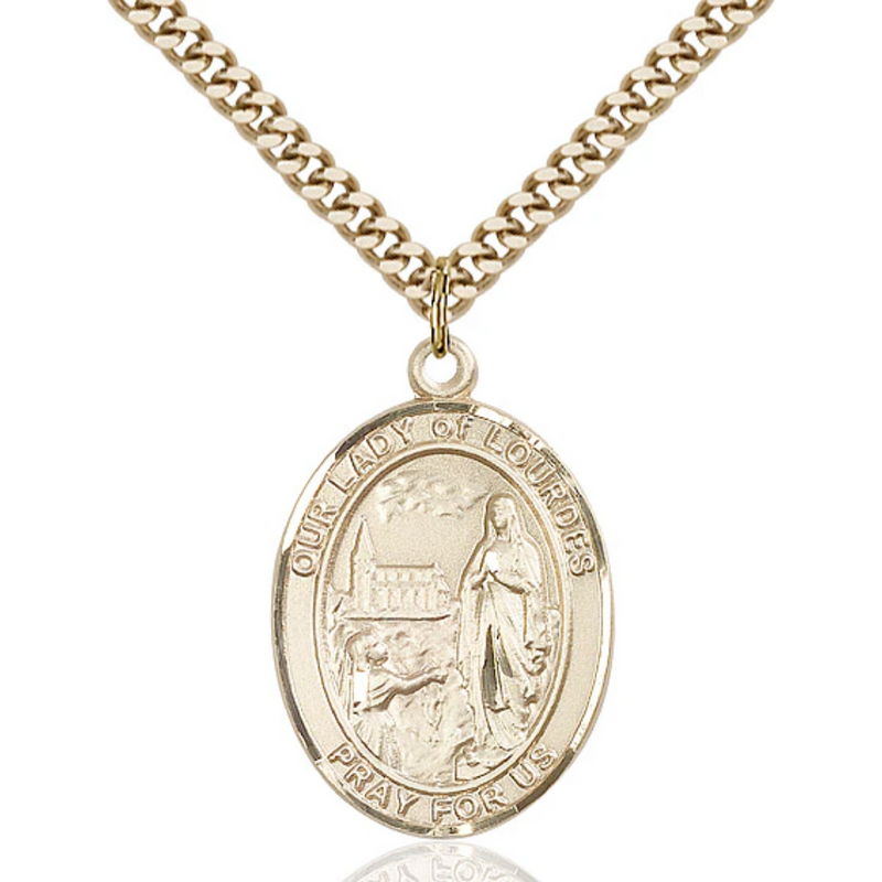 Our Lady of Lourdes Necklace Gold Filled 24"