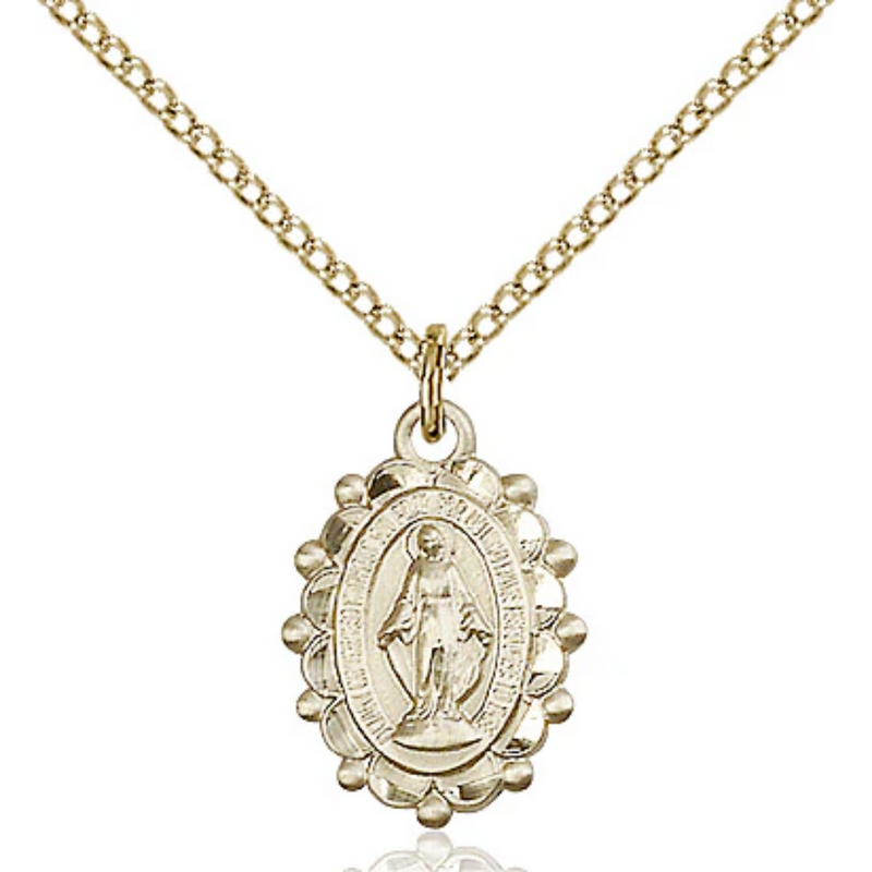 Miraculous Medal Necklace Gold Filled 18"