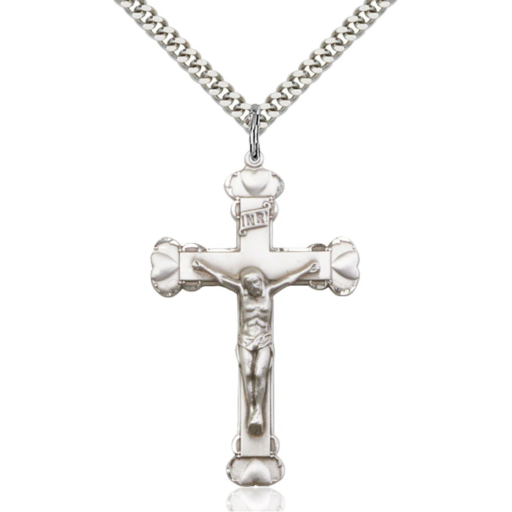 Crucifix Necklace Sterling Silver 24"