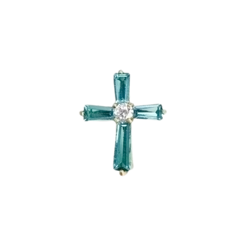 Birthstone March Cross Pin .75"H