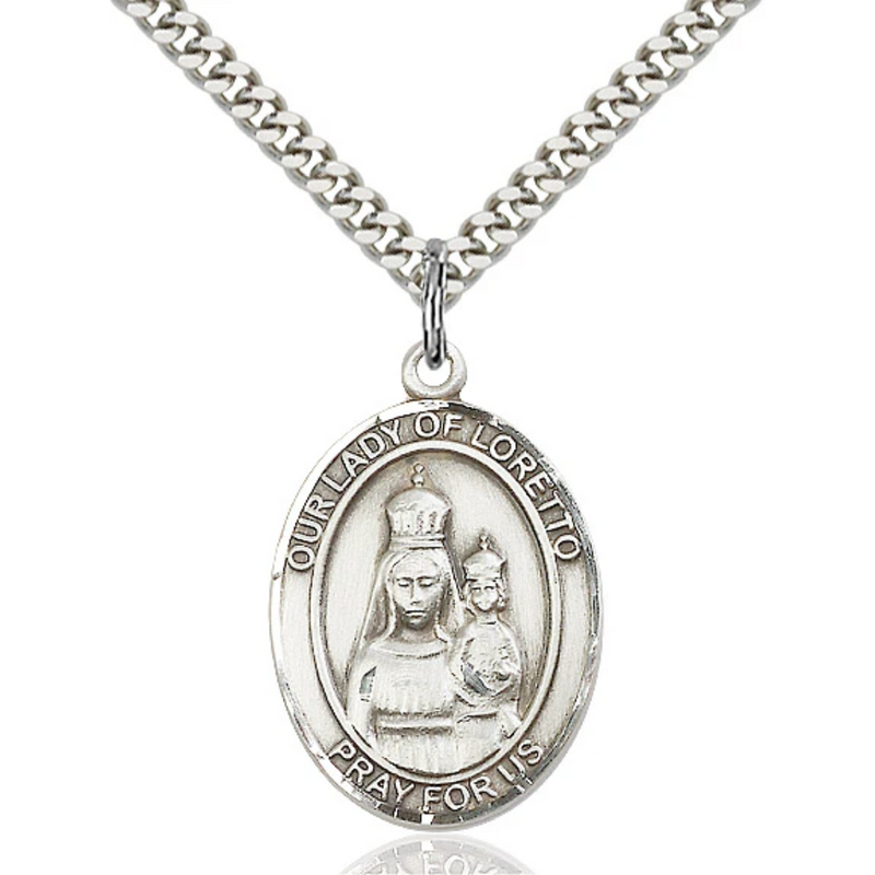 Our Lady of Loretto Necklace Sterling Silver 24"