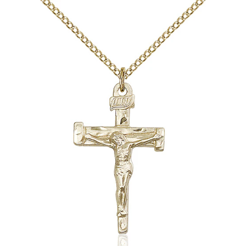 Nail Crucifix Necklace Gold Filled 18"