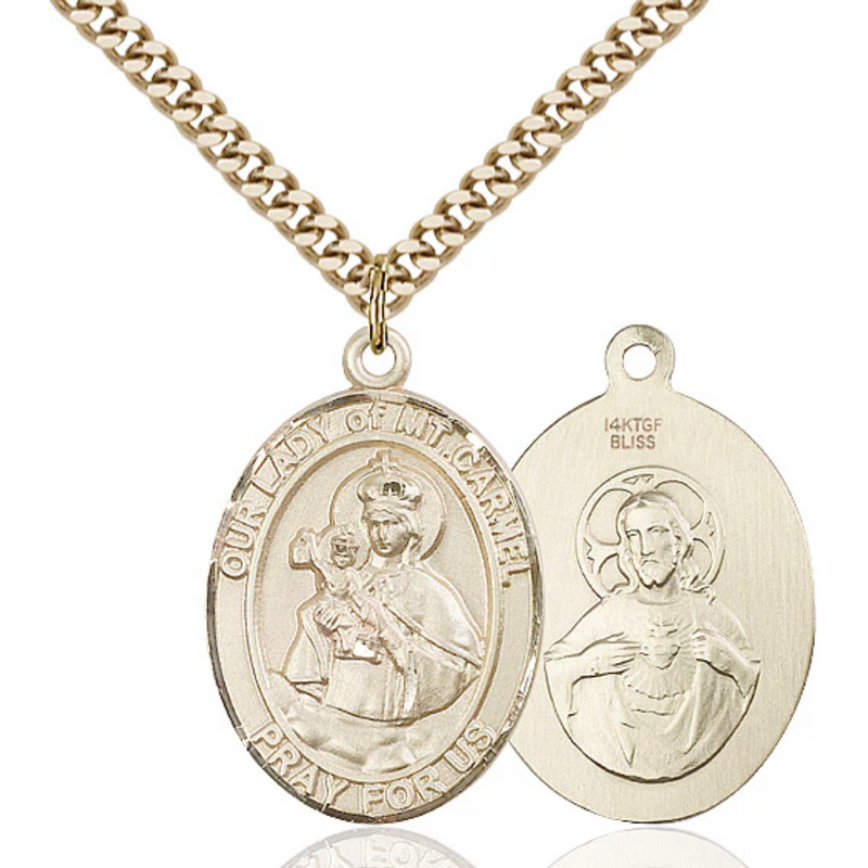 Our Lady of Mount Carmel Necklace Gold Filled 24"