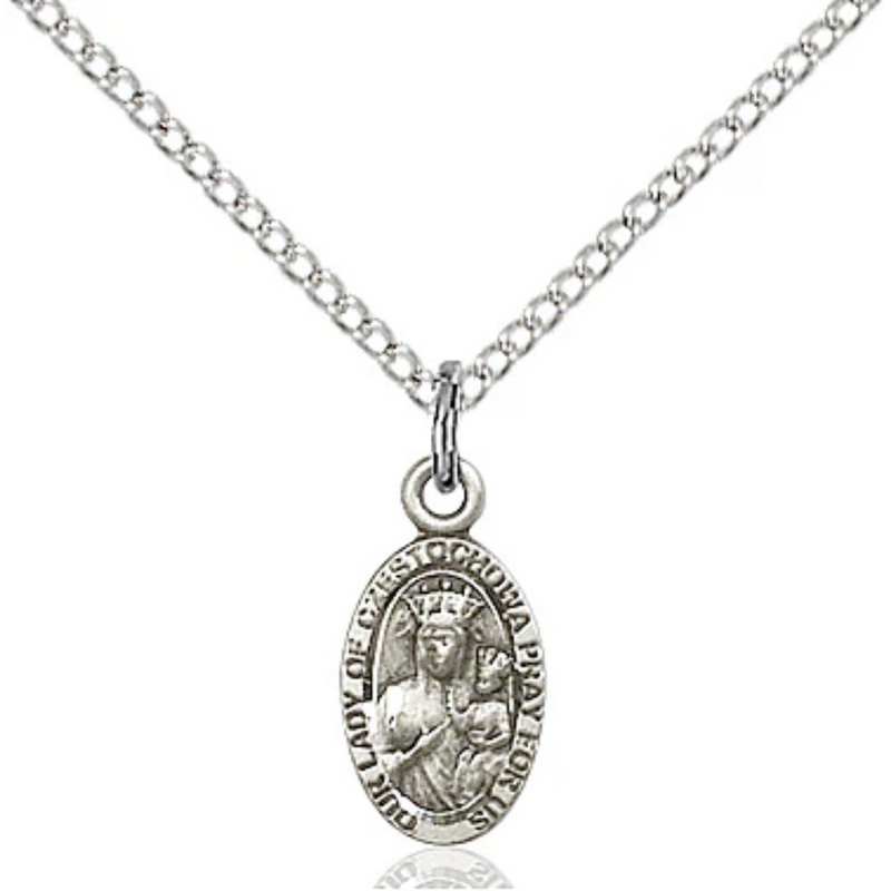 Our Lady of Czestochowa Necklace Sterling Silver 18"