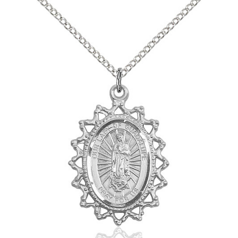 Our Lady of Guadalupe Medal Sterling Silver 18"