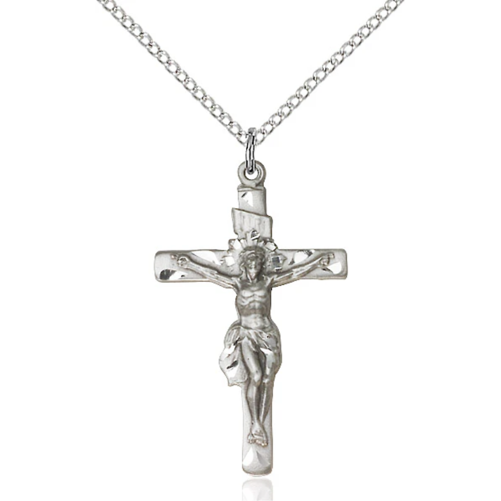 Crucifix Necklace Sterling Silver 18"