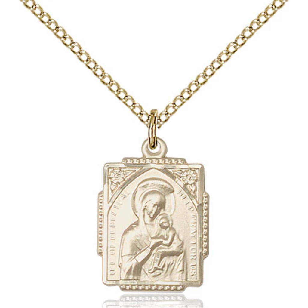 Our Lady of Perpetual Help Medal Gold Filled 18"