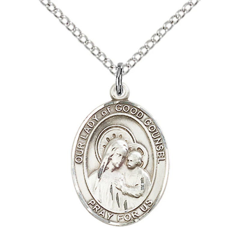 Our Lady of Good Counsel Necklace Sterling Silver 18"