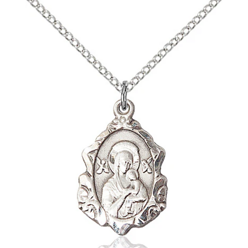 Our Lady of Perpetual Help Medal Sterling Silver 18"