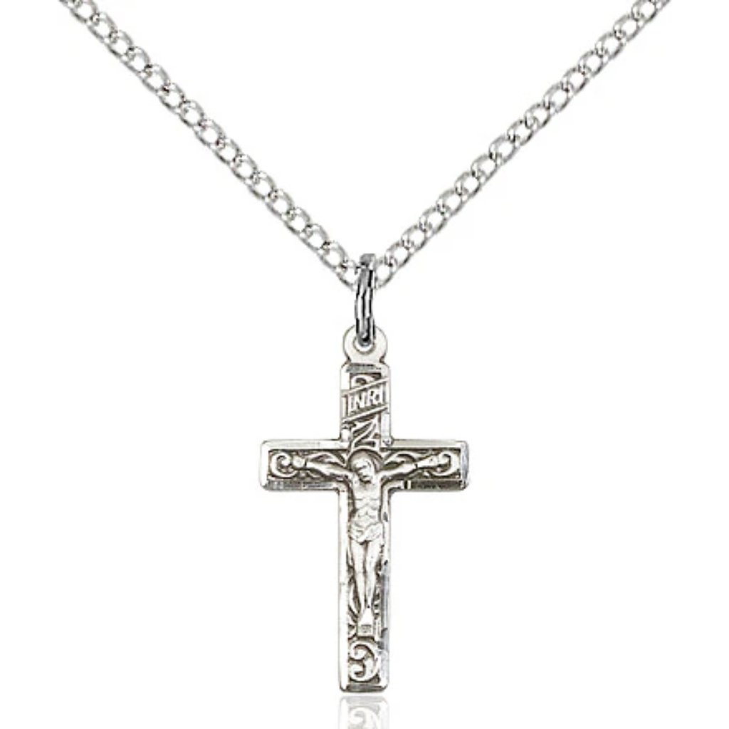 Crucifix Necklace Sterling Silver 18"