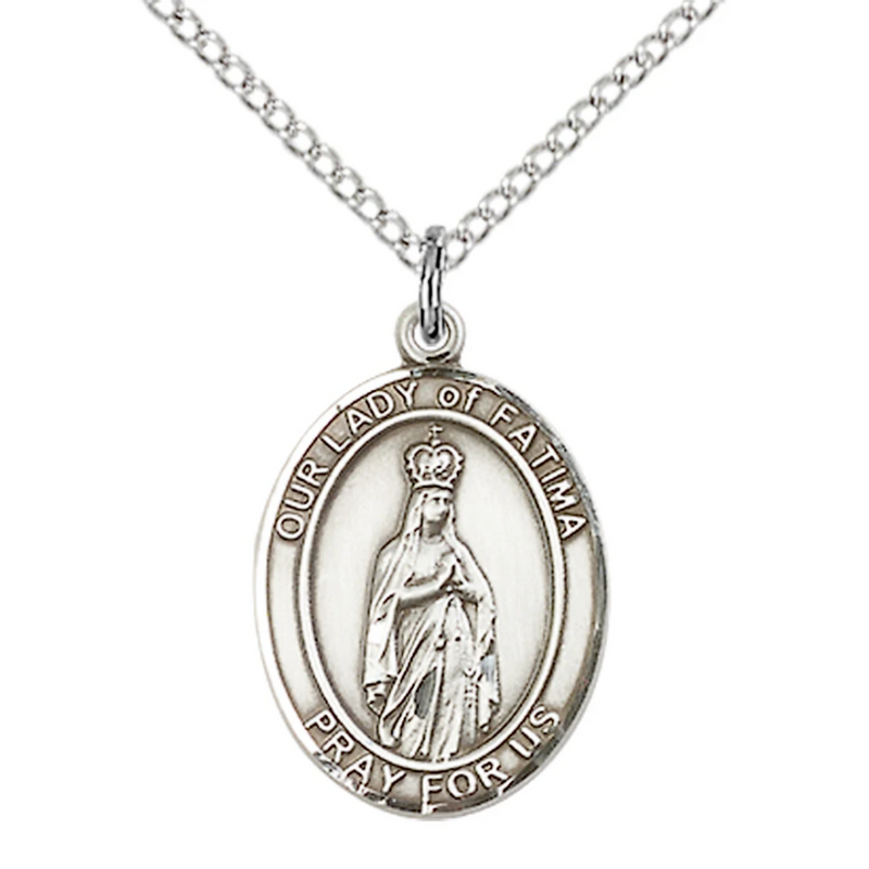 Our Lady of Fatima Necklace Sterling Silver 18"