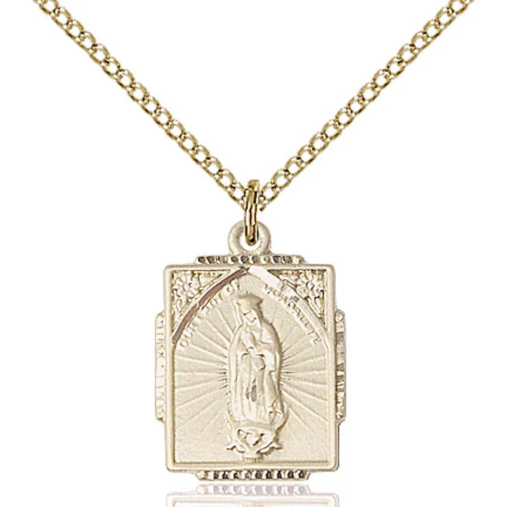 Our Lady of Guadalupe Medal Gold Filled 18"