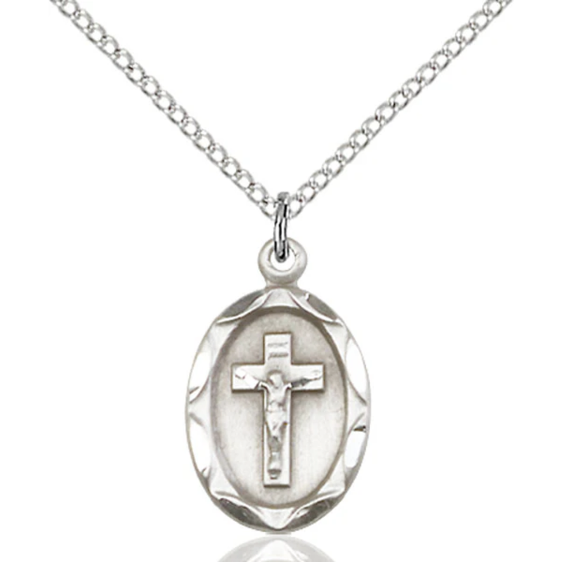 Crucifix Necklace Sterling Silver 18"