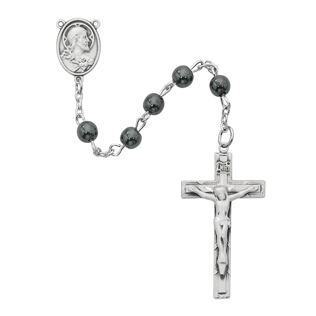Pewter and Hematite Rosary 6mm