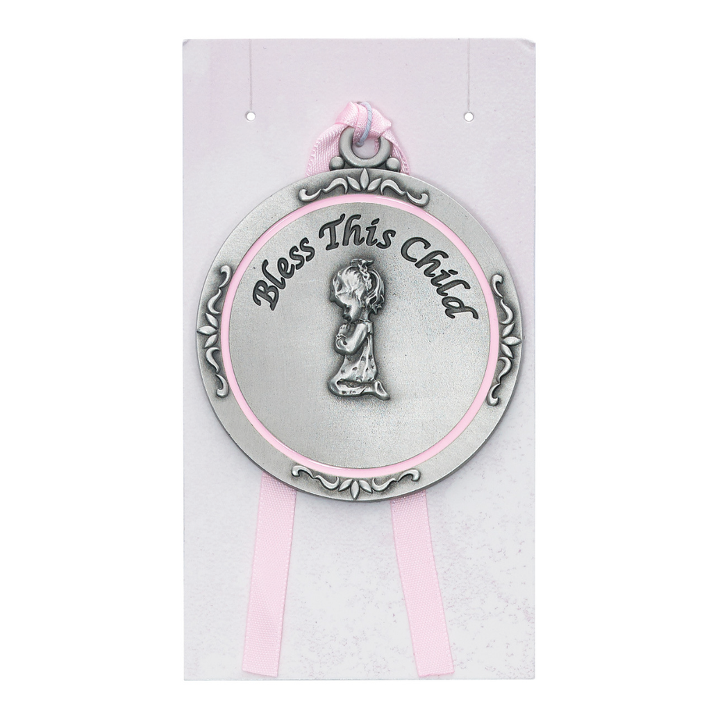 Girl Crib Medal with Pink Epoxy