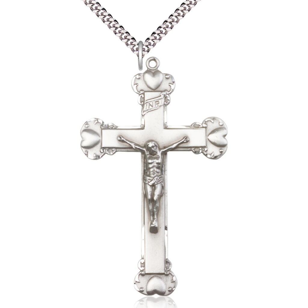 Crucifix Necklace Sterling Silver 24"