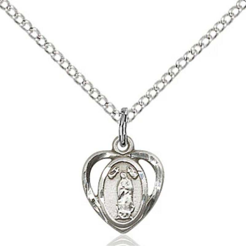 Our Lady of Guadalupe Necklace Sterling Silver 18"