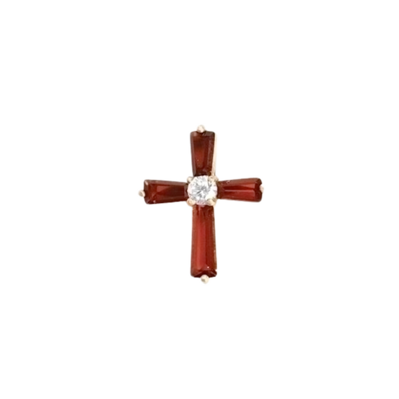 Birthstone January Cross Pin .75"H