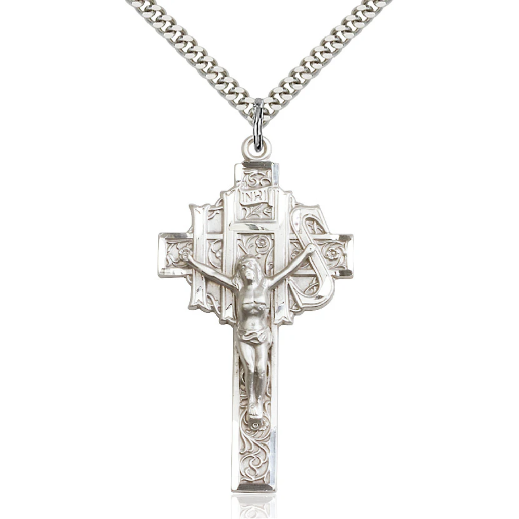 Crucifix Necklace Sterling Silver 24"