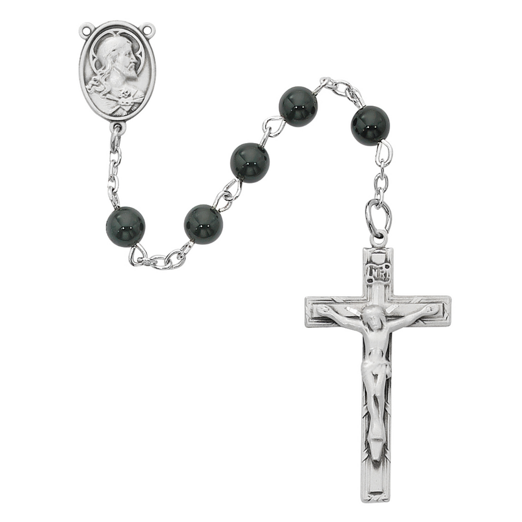 Pewter and Onyx Rosary 6mm