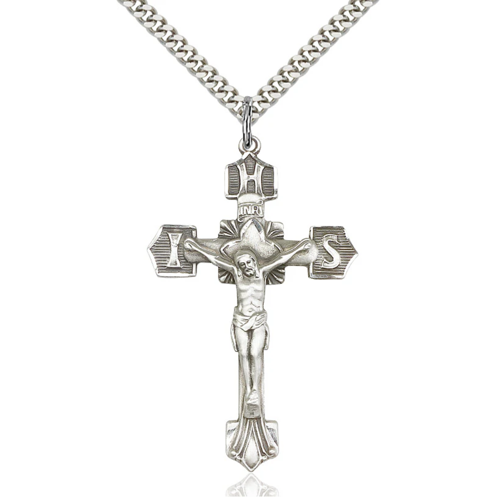 Crucifix Necklace Sterling Silver 24"