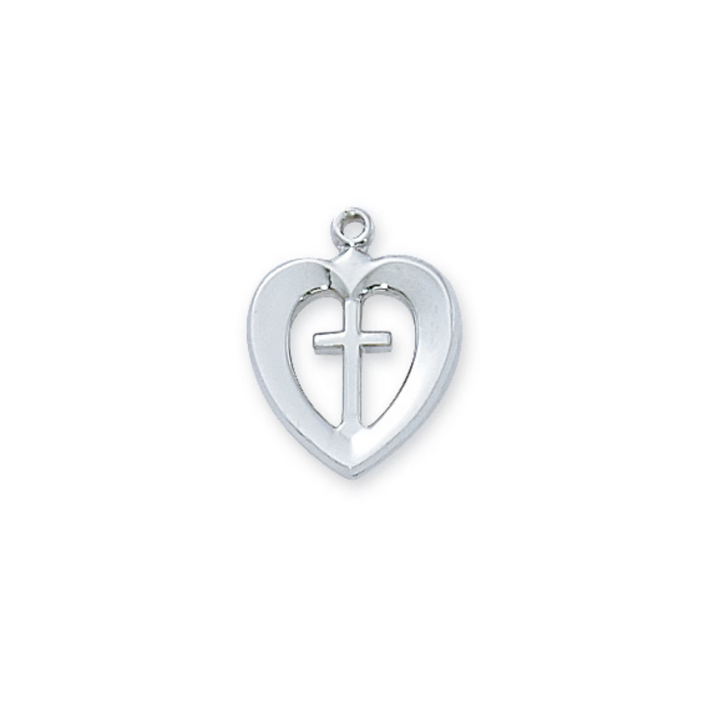 Heart and Cross Necklace - Sterling Silver