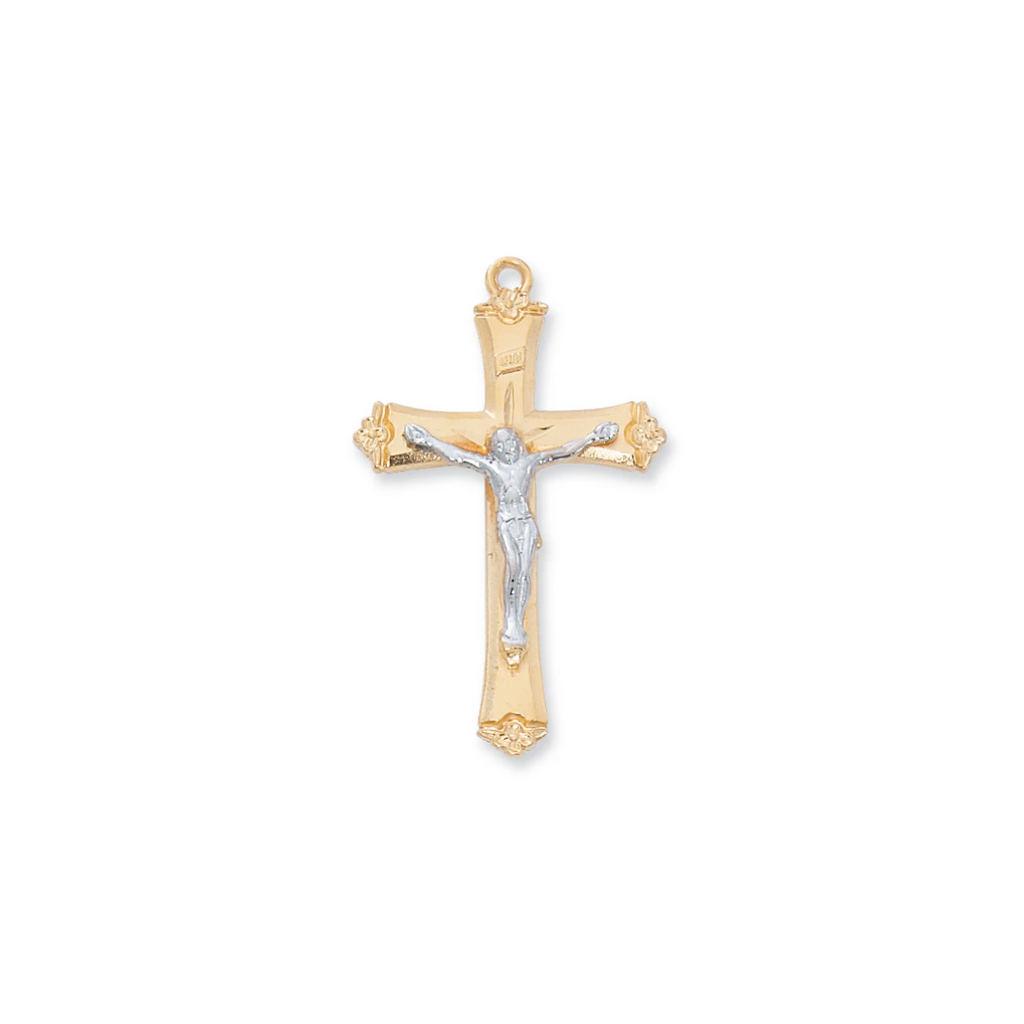 Two-Tone Crucifix Necklace - Gold over Sterling