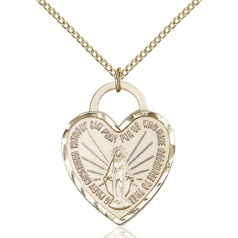 Miraculous Medal Necklace Gold Filled 18"