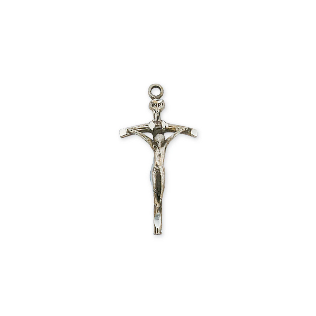 Papal Crucifix Necklace - Sterling Silver 18"