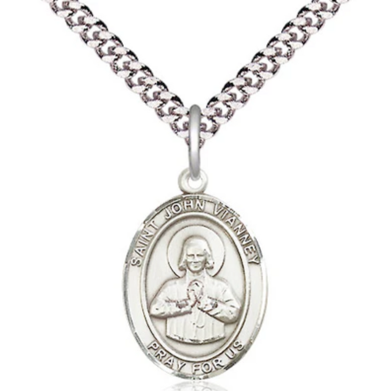 John - St. John Vianney Necklace Sterling Silver 24"