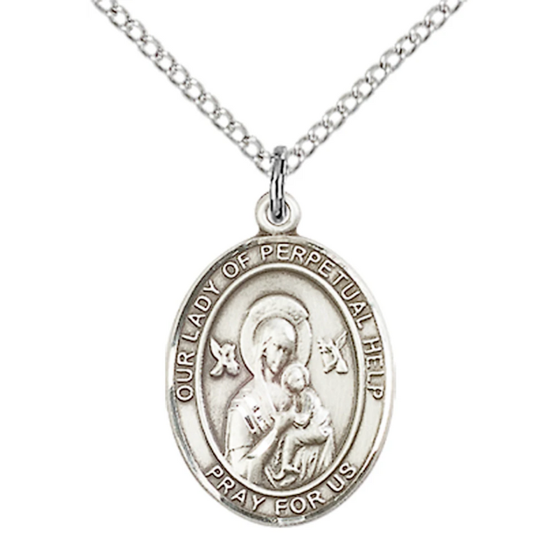 Our Lady of Perpetual Help Necklace Sterling Silver 18"