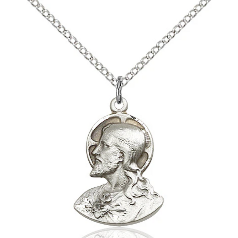 Head of Christ Necklace Sterling Silver 18"
