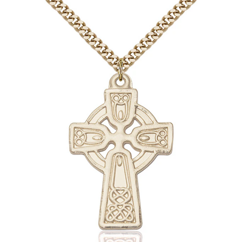 Celtic Cross Necklace Gold Filled 24"