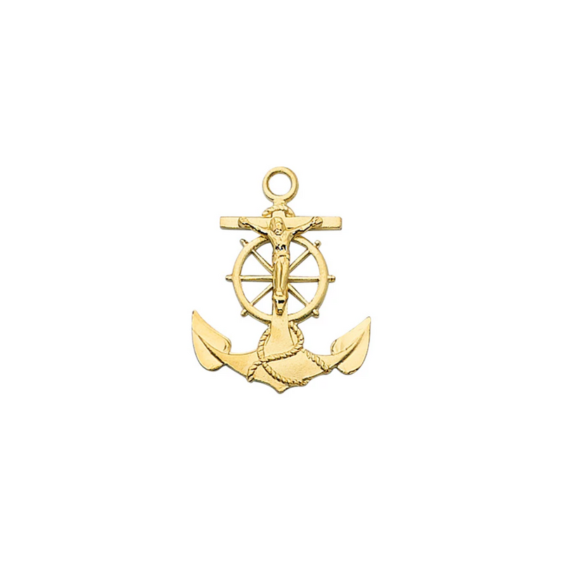 Crucifix Anchor Necklace - Gold over Sterling