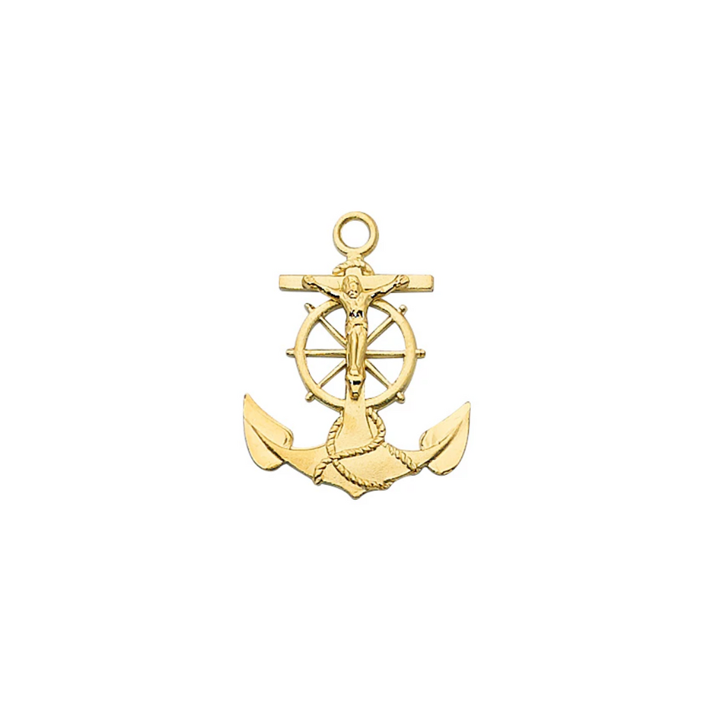 Crucifix Anchor Necklace - Gold over Sterling
