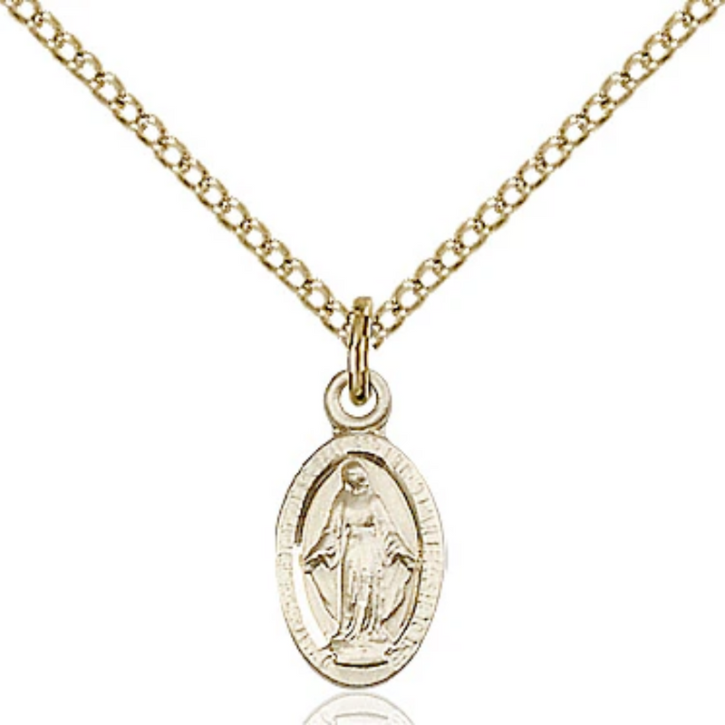 Miraculous Medal Necklace Gold Filled 18"