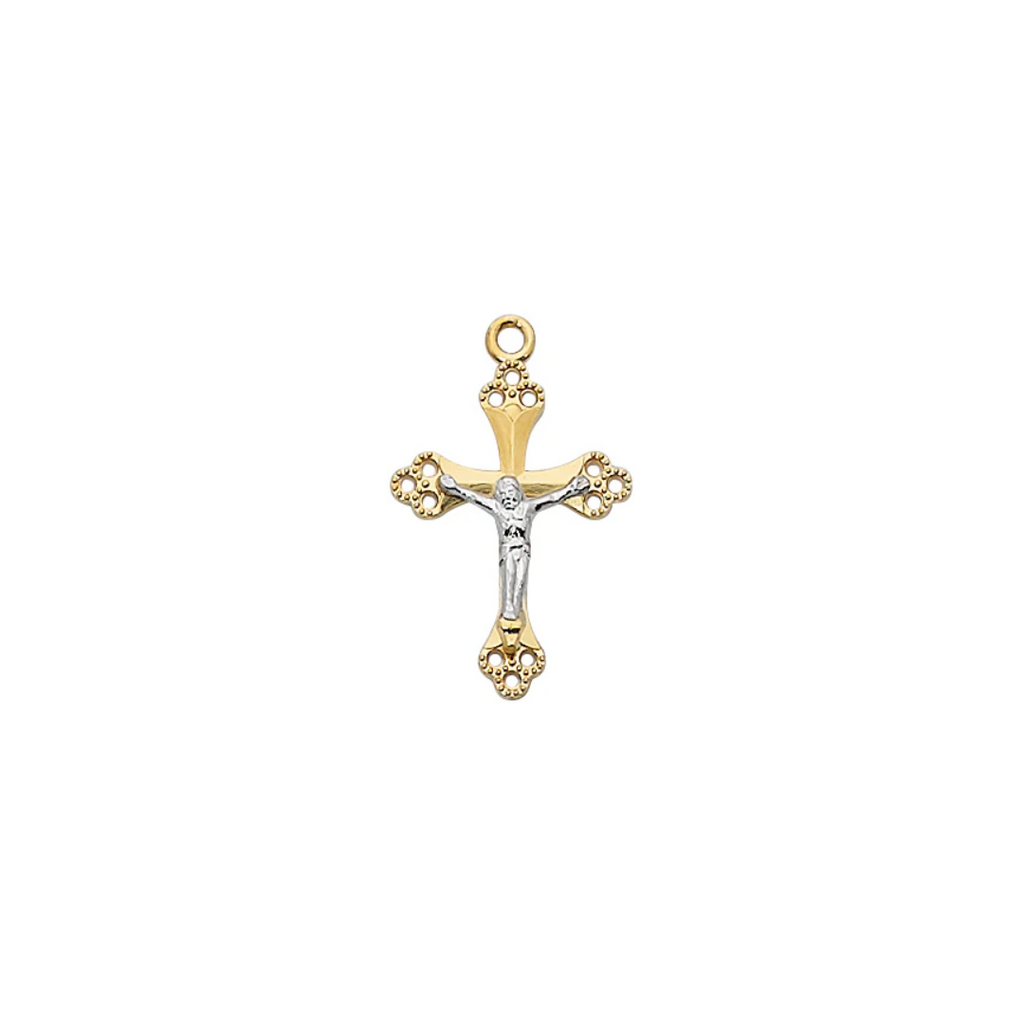 Two-Tone Crucifix Necklace - Gold over Sterling