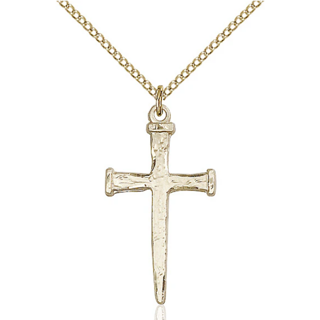 Nail Cross Necklace Gold Filled 18"